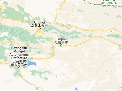 Map showing location of Turpan (42.93333, 89.16667)