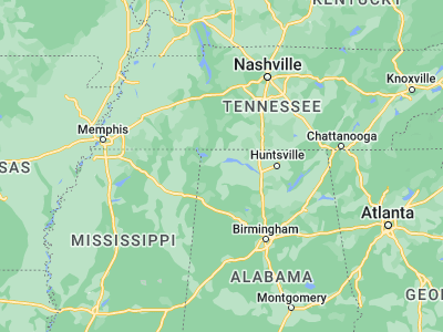 Map showing location of Tuscumbia (34.7312, -87.70253)
