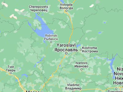 Map showing location of Tutayev (57.88529, 39.5406)