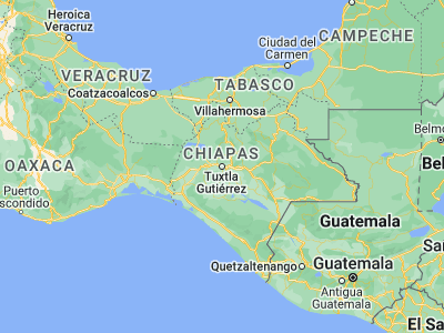 Map showing location of Tuxtla Gutiérrez (16.75, -93.11667)