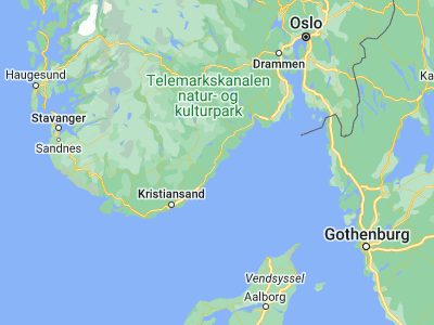 Map showing location of Tvedestrand (58.62203, 8.93147)