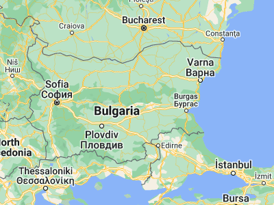 Map showing location of Tvŭrditsa (42.7, 25.9)