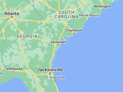 Map showing location of Tybee Island (32.00022, -80.84567)