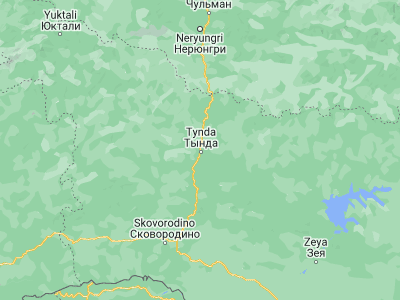 Map showing location of Tynda (55.156, 124.72479)