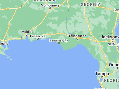 Map showing location of Tyndall Air Force Base (30.08535, -85.60731)