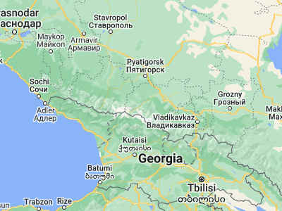Map showing location of Tyrnyauz (43.38278, 42.91833)