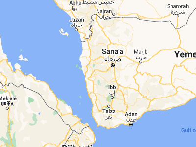 Map showing location of ‘Ubāl (14.98808, 43.54444)