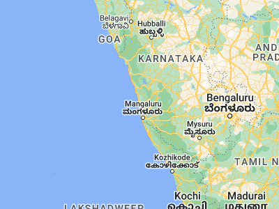 Map showing location of Udipi (13.33467, 74.74617)