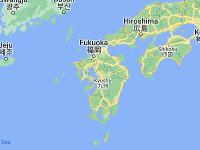Map showing location of Ueki (32.9, 130.68333)