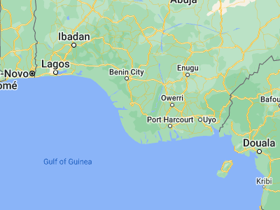 Map showing location of Ughelli (5.48986, 6.00743)