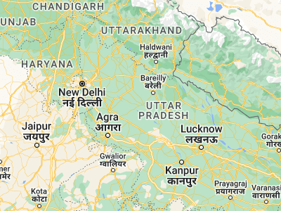 Map showing location of Ujhāni (28.00203, 79.00926)