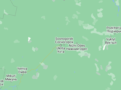 Map showing location of Ukhta (63.56705, 53.68348)