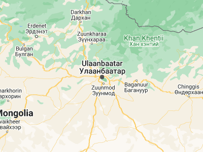 Map showing location of Ulaanbaatar (47.90771, 106.88324)