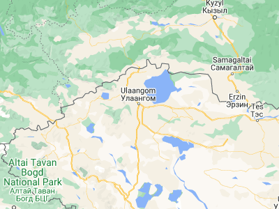 Map showing location of Ulaangom (49.98111, 92.06667)