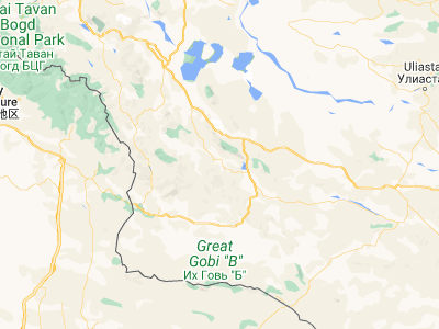 Map showing location of Ulaantolgoy (46.68333, 92.78333)