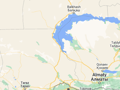 Map showing location of Ülken (45.21194, 73.97861)