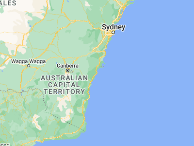 Map showing location of Ulladulla (-35.35906, 150.47247)