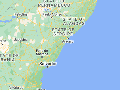 Map showing location of Umbaúba (-11.38333, -37.65778)