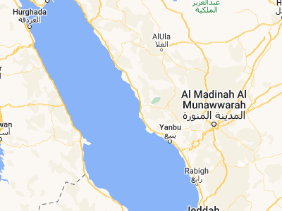 Map showing location of Umm Lajj (25.02126, 37.2685)