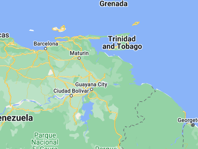 Map showing location of Uracoa (8.9996, -62.35164)
