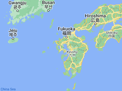 Map showing location of Ureshino (33.1, 129.98333)