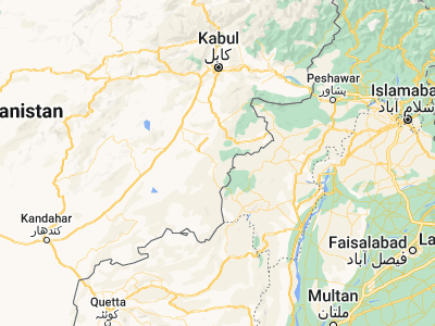 Map showing location of Urgūn (32.94111, 69.18)