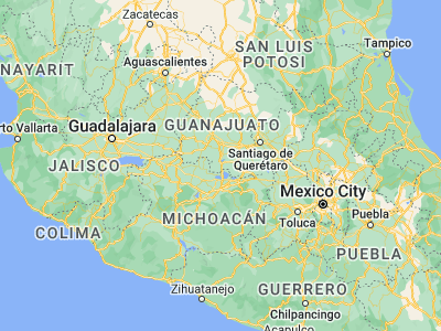 Map showing location of Uriangato (20.14085, -101.1825)