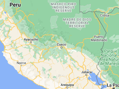 Map showing location of Urubamba (-13.30472, -72.11583)