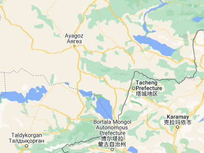 Map showing location of Ürzhar (47.09302, 81.62939)