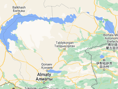 Map showing location of Ush-Tyube (45.25201, 77.98007)
