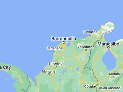 Map showing location of Usiacurí (10.75, -74.98333)