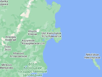 Map showing location of Ust’-Kamchatsk Staryy (56.22778, 162.47778)