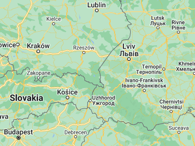 Map showing location of Ustrzyki Dolne (49.4304, 22.59381)
