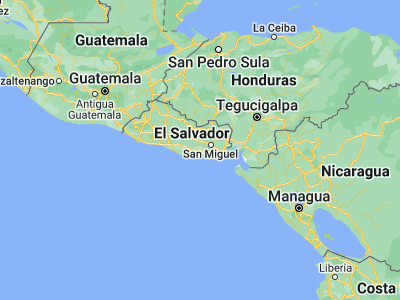 Map showing location of Usulután (13.35, -88.45)