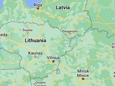 Map showing location of Utena (55.5, 25.6)