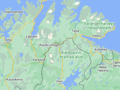 Map showing location of Utsjoki (69.90864, 27.02843)