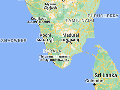 Map showing location of Uttamapālaiyam (9.80701, 77.32718)