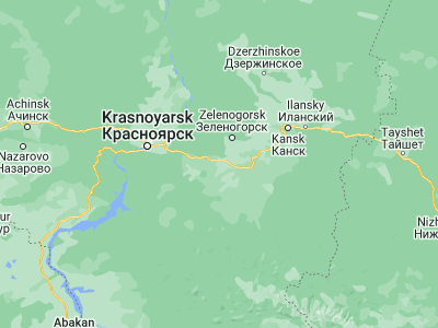 Map showing location of Uyar (55.8118, 94.3247)