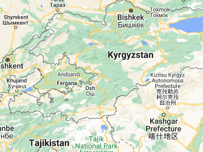 Map showing location of Uzgen (40.76994, 73.30068)