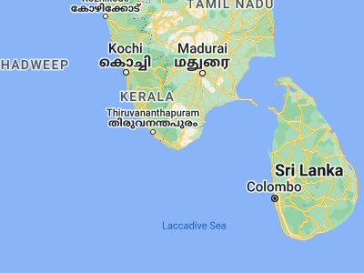 Map showing location of Vadakku Valliyūr (8.38333, 77.65)