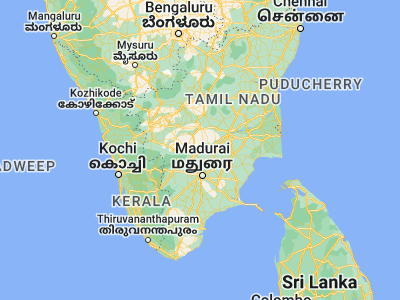 Map showing location of Vadamadurai (10.46667, 78.08333)