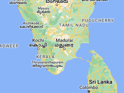 Map showing location of Vādippatti (10.08481, 77.96113)