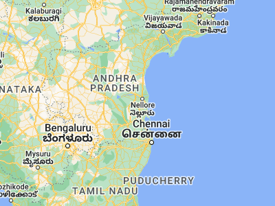 Map showing location of Vadlapūdi (14.31667, 79.8)