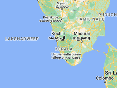 Map showing location of Vaikam (9.76667, 76.4)