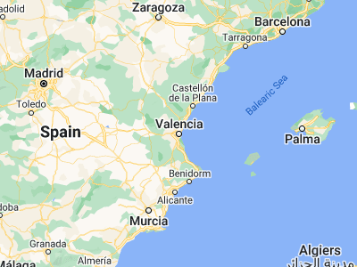 Map showing location of Valencia (39.46975, -0.37739)