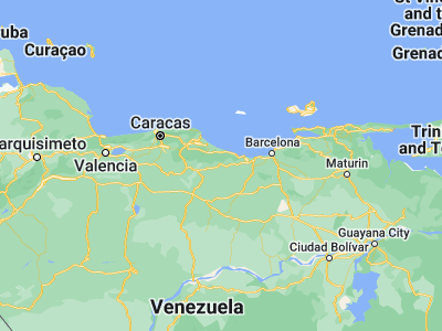 Map showing location of Valle de Guanape (9.90999, -65.67405)