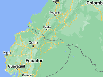 Map showing location of Valle del Guamuez (0.4525, -76.91917)