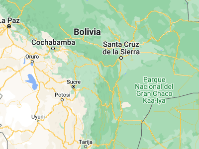 Map showing location of Vallegrande (-18.48972, -64.10694)