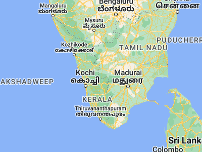 Map showing location of Valparai (10.32691, 76.95116)