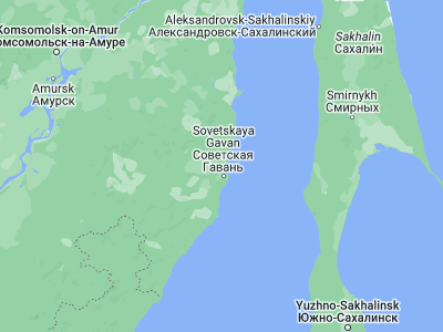 Map showing location of Vanino (49.09848, 140.25313)